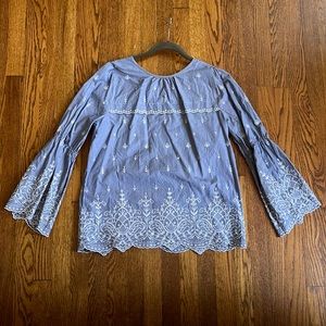J. Crew Embroidered Bell Sleeve Blouse